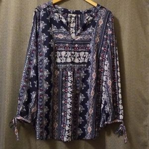 Cato navy/multi tunic blouse
